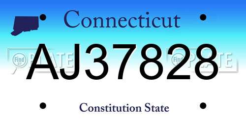 AJ37828 Connecticut License Plate