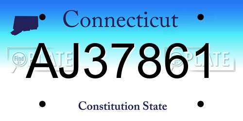 AJ37861 Connecticut License Plate