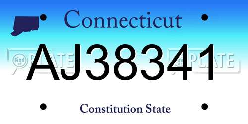 AJ38341 Connecticut License Plate