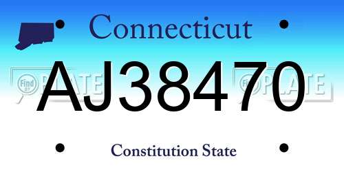 AJ38470 Connecticut License Plate