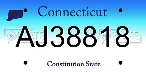 AJ38818 Connecticut License Plate