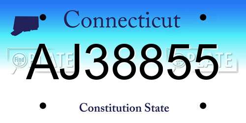 AJ38855 Connecticut License Plate