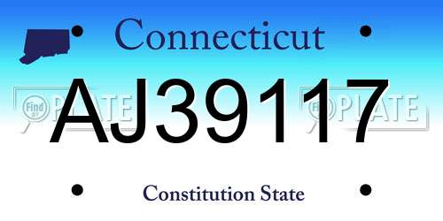 AJ39117 Connecticut License Plate