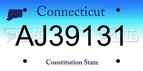 AJ39131 Connecticut License Plate