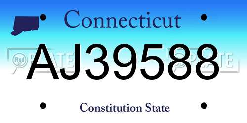AJ39588 Connecticut License Plate