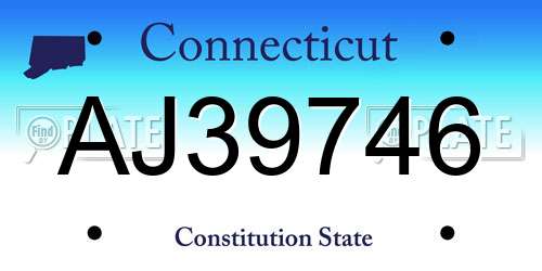 AJ39746 Connecticut License Plate