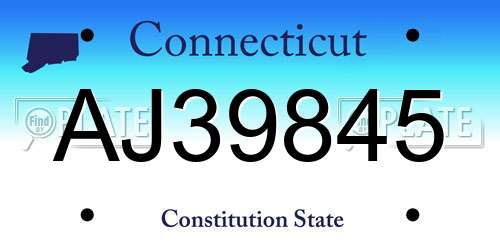 AJ39845 Connecticut License Plate