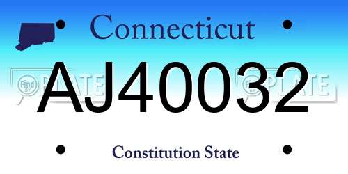 AJ40032 Connecticut License Plate