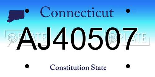 AJ40507 Connecticut License Plate