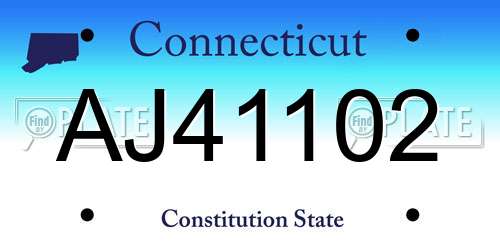 AJ41102 Connecticut License Plate