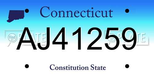 AJ41259 Connecticut License Plate