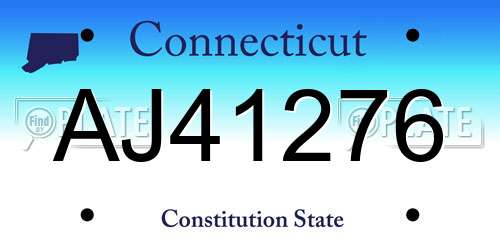 AJ41276 Connecticut License Plate