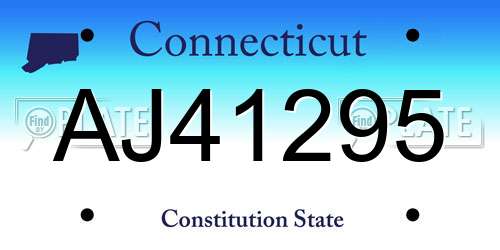 AJ41295 Connecticut License Plate