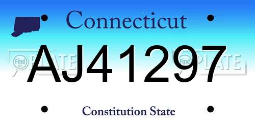 AJ41297 Connecticut License Plate