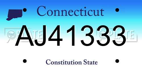 AJ41333 Connecticut License Plate