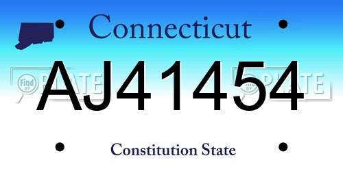 AJ41454 Connecticut License Plate