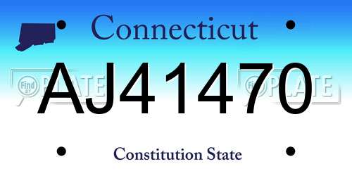 AJ41470 Connecticut License Plate