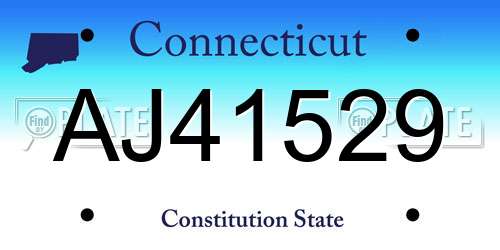 AJ41529 Connecticut License Plate