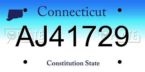 AJ41729 Connecticut License Plate