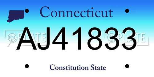 AJ41833 Connecticut License Plate