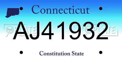 AJ41932 Connecticut License Plate