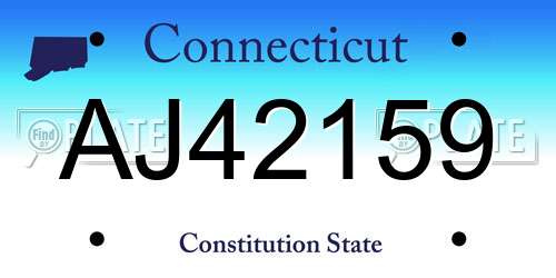 AJ42159 Connecticut License Plate