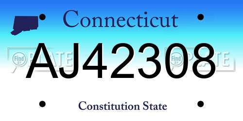 AJ42308 Connecticut License Plate