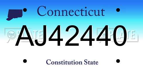 AJ42440 Connecticut License Plate