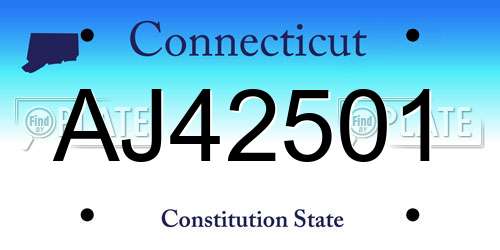 AJ42501 Connecticut License Plate