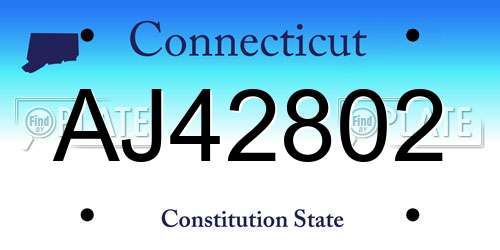 AJ42802 Connecticut License Plate