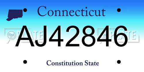 AJ42846 Connecticut License Plate