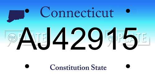 AJ42915 Connecticut License Plate
