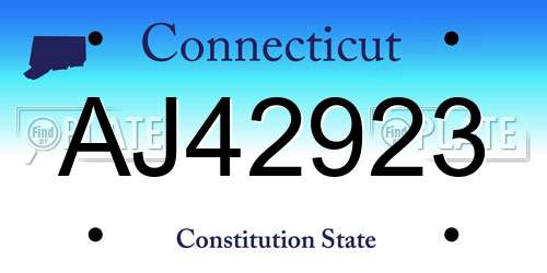 AJ42923 Connecticut License Plate