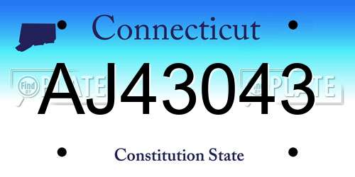 AJ43043 Connecticut License Plate