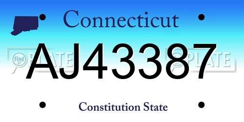 AJ43387 Connecticut License Plate