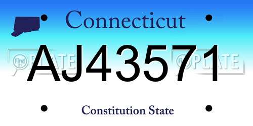 AJ43571 Connecticut License Plate
