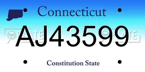AJ43599 Connecticut License Plate