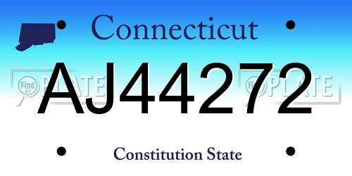 AJ44272 Connecticut License Plate