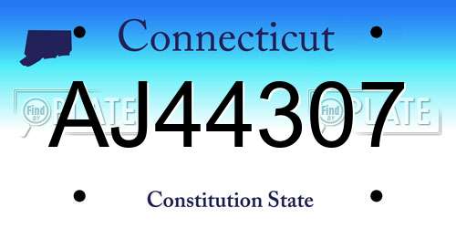 AJ44307 Connecticut License Plate