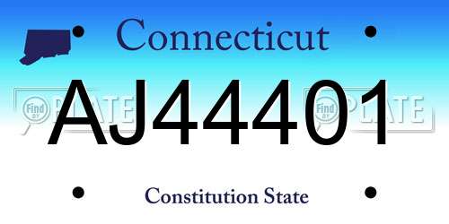 AJ44401 Connecticut License Plate