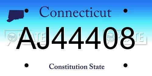 AJ44408 Connecticut License Plate