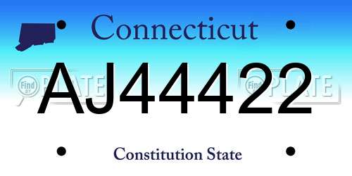 AJ44422 Connecticut License Plate