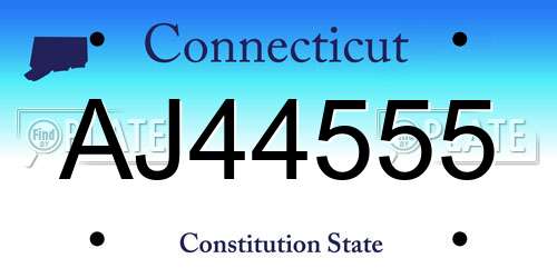AJ44555 Connecticut License Plate