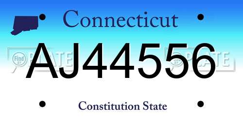 AJ44556 Connecticut License Plate