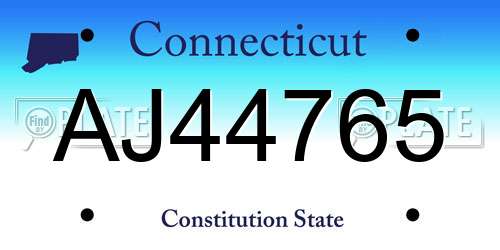 AJ44765 Connecticut License Plate