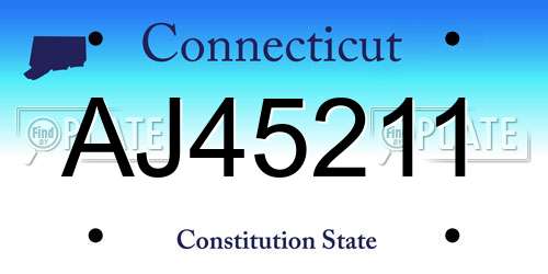 AJ45211 Connecticut License Plate