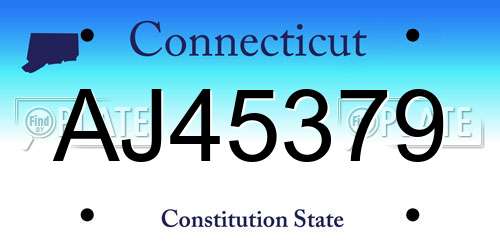 AJ45379 Connecticut License Plate