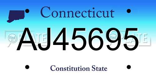 AJ45695 Connecticut License Plate