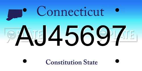 AJ45697 Connecticut License Plate