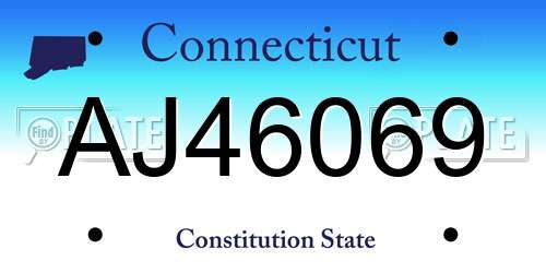 AJ46069 Connecticut License Plate